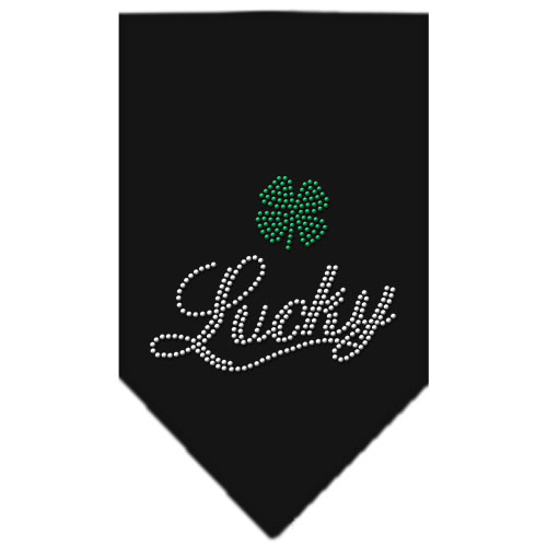 Lucky Script Rhinestone Bandana Black Small